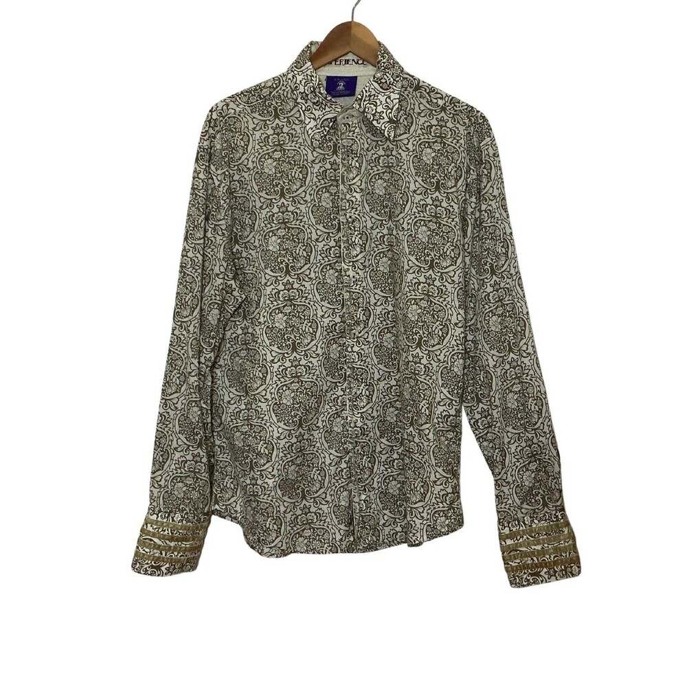 Jimi Hendrix Purple Label Shirt Mens M Baroque Damask Velvet Trim Rock Religion